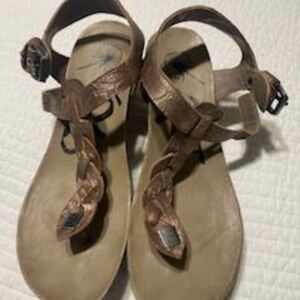 OTBT Graceville Distressed Embossed Braided T-Strap Wedge Sandals Size US 7.5 M